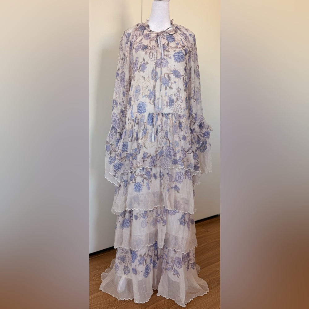Floral Maxi Dress in Purple and Cream - Picture 9 of 15
